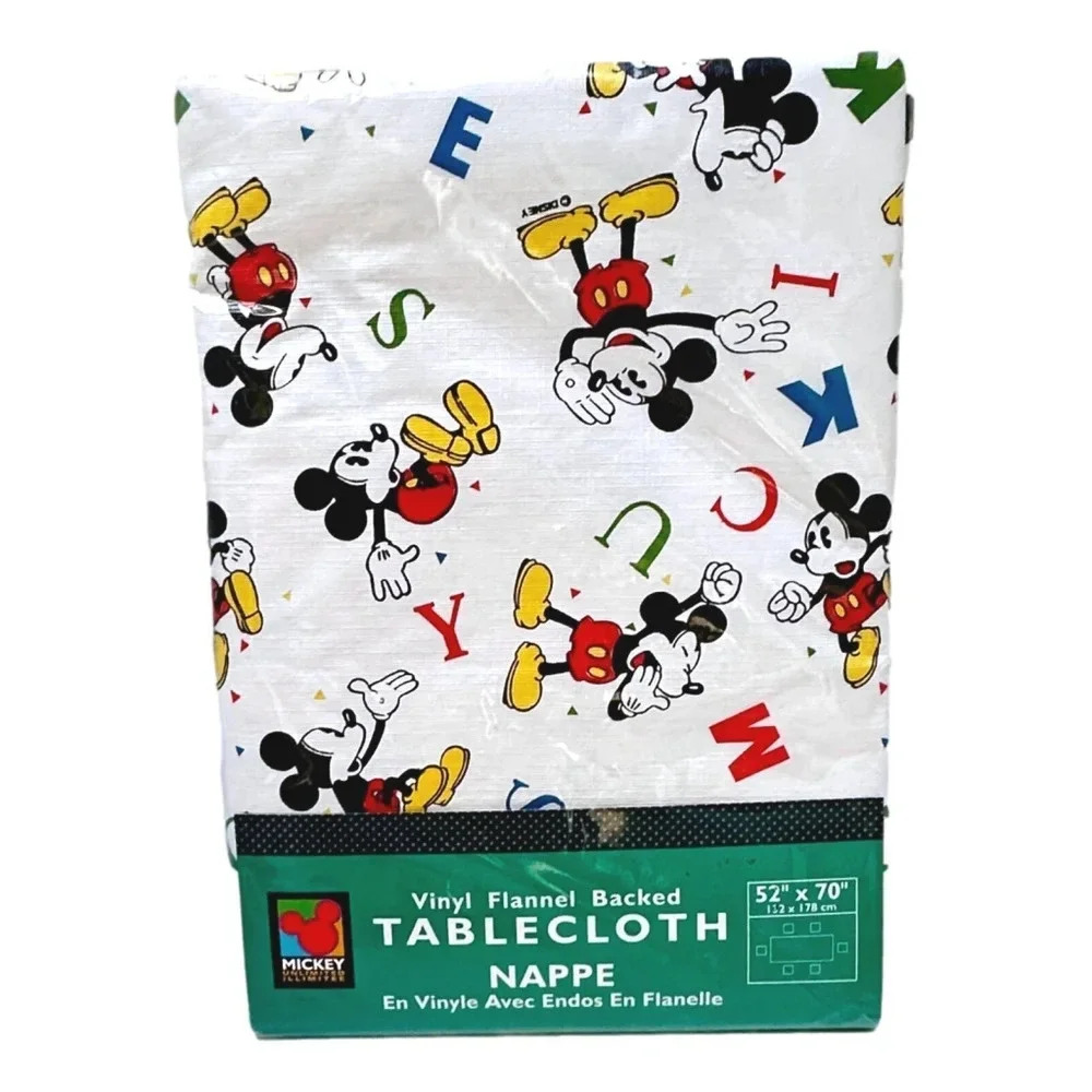 Disney Mickey Unlimited Vinyl Flannel Backed Tablecloth  Rectangle 52x70 NEW